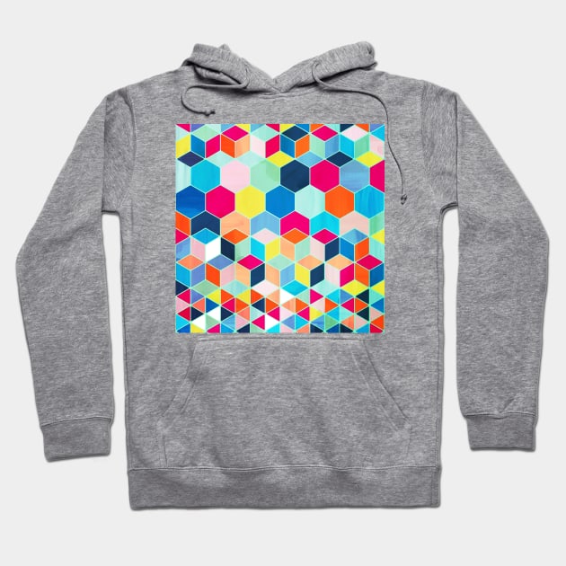 Super Bright Color Fun Hexagon Pattern Hoodie by micklyn